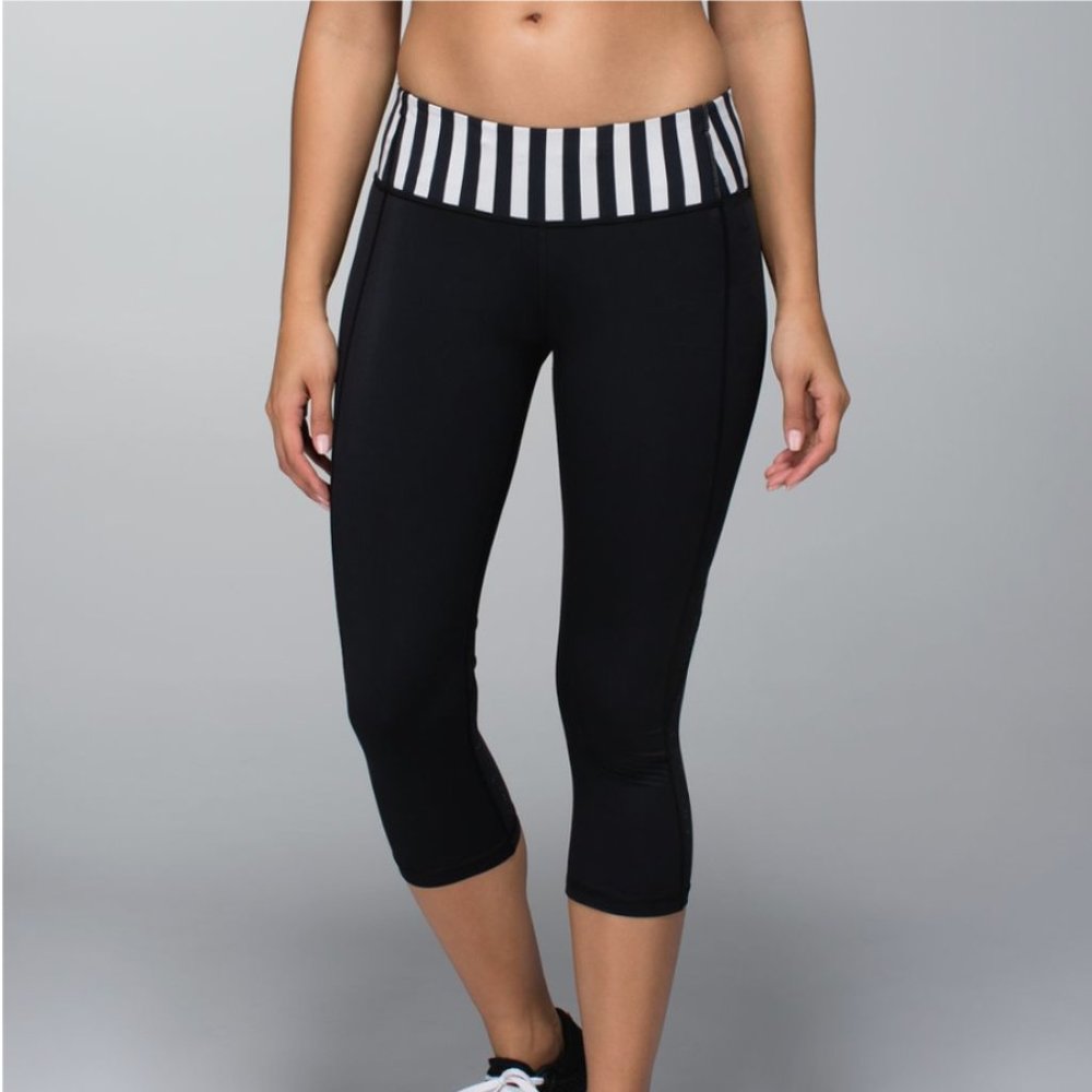 Lululemon Water Bound Crop Black/Apex Stripe Printed Black Dune 8 - Picture 2 of 16